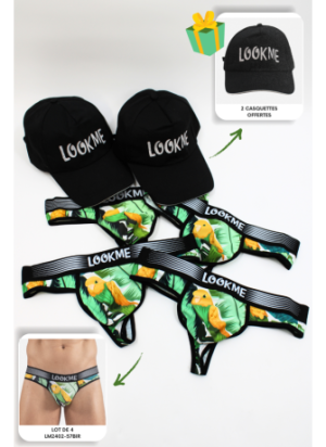 Pack 4 Strings Homme LM2402-57BIR LOOKME + 2 Casquettes Offertes
